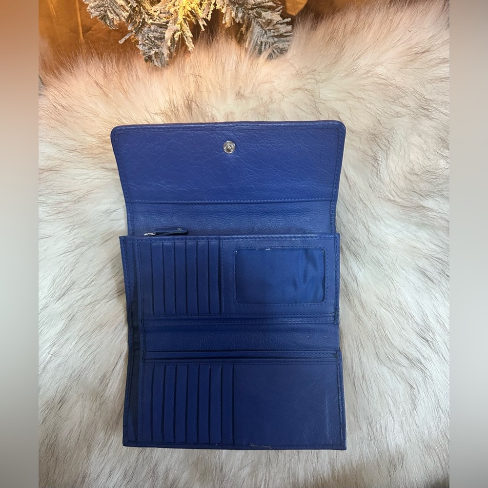 NWOT Artisans In India 100% Genuine Blue Multi Leather Woven Trifold Wallet - Picture 10 of 16